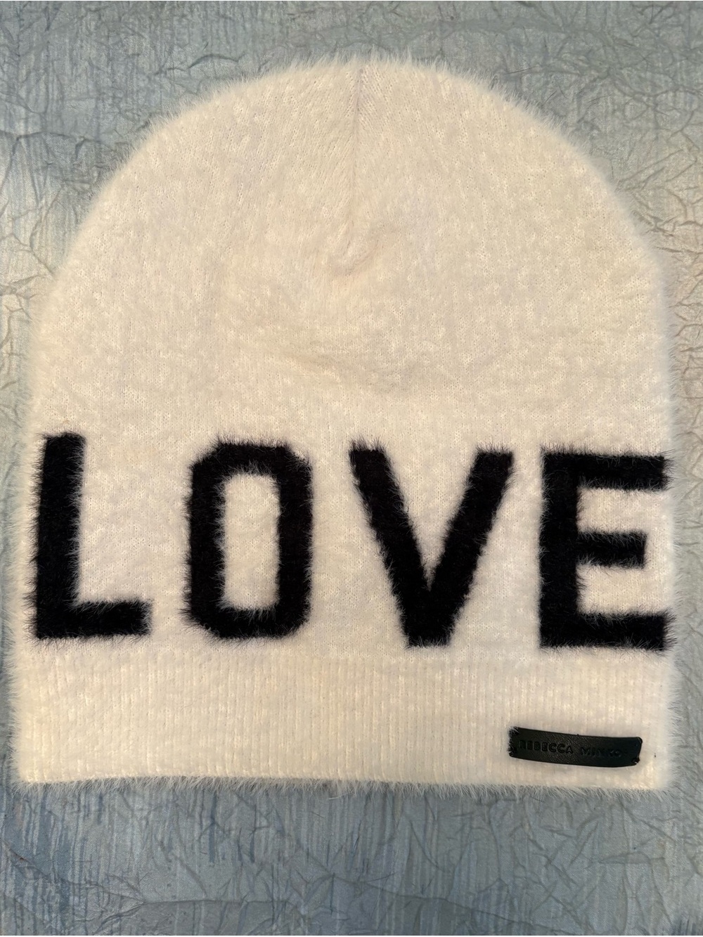 Rebecca Minkoff  'LOVE' stadium White Fuzzy Beanie